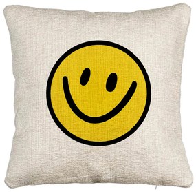 Perna Decorativa Canapea, Model Smiley Face 2, 40x40 cm, Cu fermoar