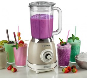 Blender Ariete VINTAGE 2.0 0583/03, 1000W, 1.5 L, 4 lame, 4 viteze + pulse, Zdrobire gheata, Bej