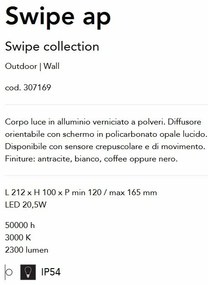 Aplica LED orientabila pentru exterior IP54 Swipe ap cafenie