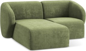 Colțar verde cu tapițerie din chenille (cu colț pe partea stângă/cu șezlong) Lani – Makamii