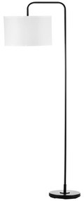 HOMCOM Lampadar Arcuit cu Abajur din Tesatura Efect In, Lampa Moderna din Otel cu Intrerupator de Picior, 64x38x163.5 cm, Alba si Neagra