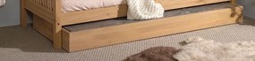 Pat de Familie Supraetajat Forrest Oak (140x200 cm + 90x200 cm), pentru Camera Copii, din Lemn de Stejar, Natur, cu Sertar – Vipack
