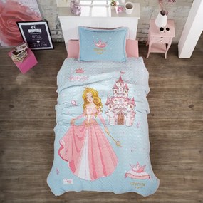 Cuvertura de pat din bumbac albastru, CROWN