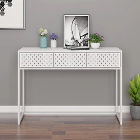 335893 vidaXL Masă consolă, alb, 106x35x75 cm, oțel