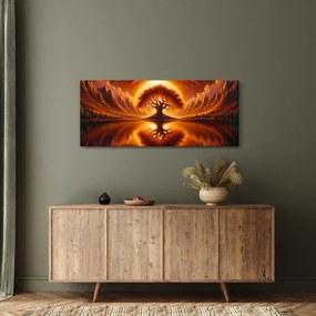 Tablou – Arbore în soare sângeriu (120x50 cm)