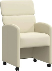 vidaXL Scaune de dining cu roți cu roți 2 pcs Crem 58 x 65 x 98 cm