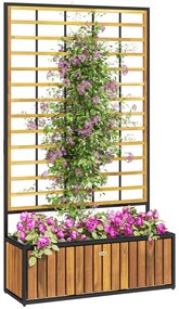 Outsunny Jardiniere cu trei pat înalt de grădină orificii de drenaj din lemn de salcâm industrie 74 x 27 x 131 cm tec | Aosom Romania