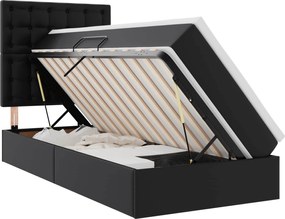 vidaXL Pat cu saltea și LED cu led Negru 90 x 190 cm Piele artificială