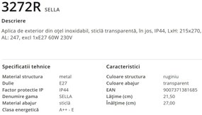 Aplica de exterior clasica cu IP44 SELLA ruginie 3272R GL