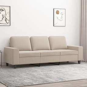 Canapea cu 3 locuri, crem, 180 cm, tesatura microfibra Crem, 214 x 77 x 80 cm