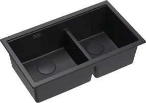 Chiuveta compozit incastrata Quadron Logan 120 negru pure carbon 76x45 cm