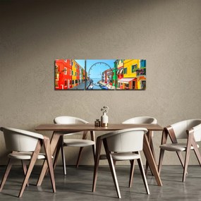 Tablou - Insula Burano, Veneția, Italia (cu ceas) (90x30 cm)