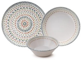 Set de veselă, 12 piese, multicolor, din porțelan