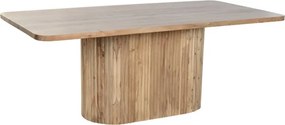 Masă dining din lemn de acacia, natur, 10 locuri, cu picior central, 76 x 200 x 100 cm, „Brindle”