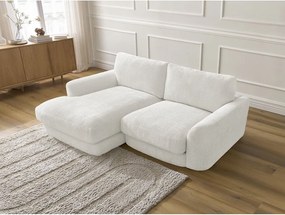 Colțar alb cu tapițerie din chenille (cu colț pe partea stângă/cu șezlong) Leonore – Bobochic Paris