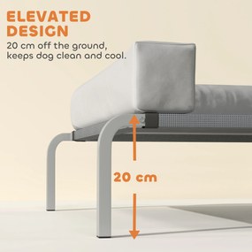 PawHut Pat Ridicat cu Pernă Detasabilă, Plasa Ventilată, Talie Medie, Gri Deschis | Aosom Romania