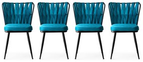 Zondo Set 4 scaune Krista (Negru + Albastru). 1072795