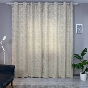 Set două Draperii (Opacitate 80%), din Catifea + Stofă premium (Model reliefat), Gata lucrate (Inele galerie), Culoare Bej, Dimensiuni draperie 160x260 cm (x2), Brand Originalio