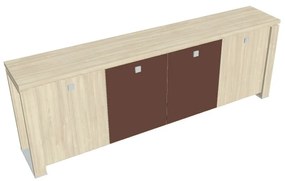 Dulap mic Verno+ 260 x 46 x 90 cm, uși combinate, salcâm / maro