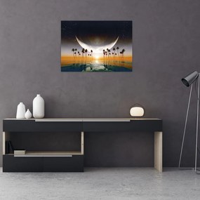 Tablou- Luna deasupra palmierilor (70x50 cm)