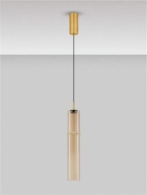 Pendul LED modern, Metal, Sticla, Cognac, SANO