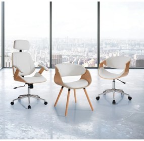 Scaun de birou alb-în culoare naturală din imitație de piele Visby – Tomasucci