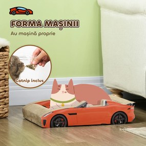 PawHut Zgârietor pentru Pisici în Formă de Mașină cu Iarbă, 50x30x12,5 cm, Roșu | Aosom Romania