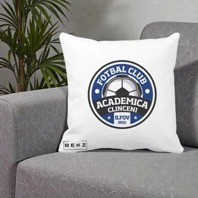Perna Personalizata Academica Clinceni Fotbal Club, 40x40 cm, Alba Mata, Husa Detasabila, Perna Inclusa, BEKZ®