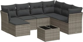 vidaXL Set canapele de grădină cu perne, 8 piese, gri, poliratan