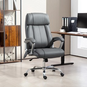 HOMCOM Scaun de Birou cu Masaj în 6 Puncte, Vibrant și Înclinabil, cu Buzunar și Telecomandă, 66x72x113-121 cm, Gri | Aosom Romania