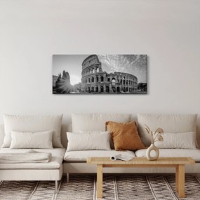 Tablou - Colosseum din Roma, alb-negru (120x50 cm)