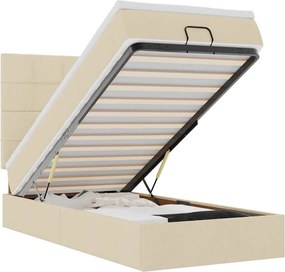 vidaXL Cadru de pat otoman cu saltea crem 100x200cm stofa