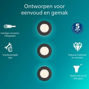 Philips - Set 3x spot încastrat PERIDOT 1xGU10/7W/230V negru