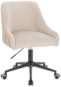 HR920K Scaun Crem din Catifea cu Bază Neagră