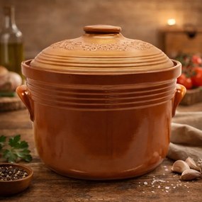 Oala Ceramica pentru Sarmale si Fripturi, Glazurata, Rotunda, 7 Litri