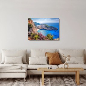 Tablou pe sticlă - Plaja Navagio, Grecia (70x50 cm)