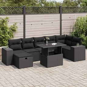 3327945 vidaXL Set mobilier de grădină cu perne, 5 piese, negru, poliratan