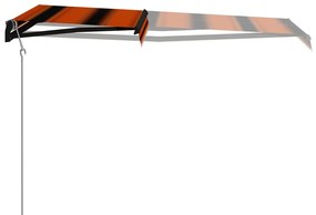 Copertina retractabila senzor vant  LED oranj maro 350x250 cm portocaliu si maro, 350 x 250 cm