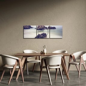 Tablou cu stânci în ceață (cu ceas) (90x30 cm)