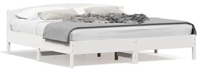 3216192 vidaXL Cadru de pat cu tăblie, alb, 180x200 cm, lemn masiv de pin