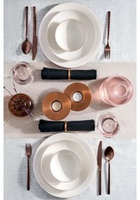 Set de veselă 18 piese, porțelan, alb/cupru