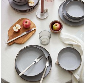 Set de masă 12 piese, gri, porțelan