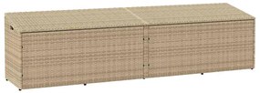 vidaXL Cutie de depozitare de grădină Bej 220x50x58 cm Poly Ratan