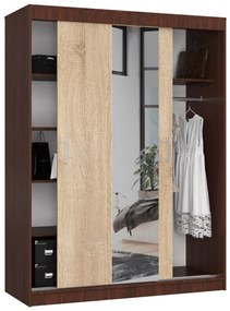 Dulap de haine Clotilde  (wenge + stejar sonoma) (cu oglindă). 1069415