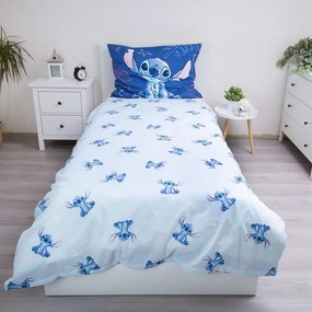 Lenjerie de pat pentru copii albastră din bumbac pentru pat de o persoană 140x200 cm Lilo &amp; Stitch "Aloha" – Jerry Fabrics