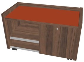 Comodă mobilă Verno 100 x 50 cm cu sticlă, dreapta, nuc / portocaliu