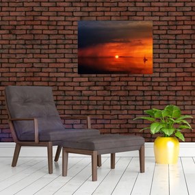Tabloul apusului de soare cu barca (70x50 cm)
