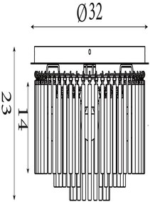 Plafoniera metal negru, tije din sticla Swizzle