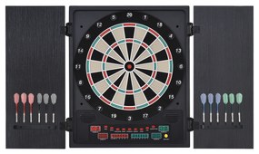 HOMCOM Tabla de Darts Electronică Profesională cu 6 Display-uri, 12 Săgeți, 27 Moduri de Joc, 51x6.5x57cm, Negru | Aosom Romania