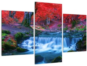 Tablou - Cascada în pădurea roșie (90x60 cm)